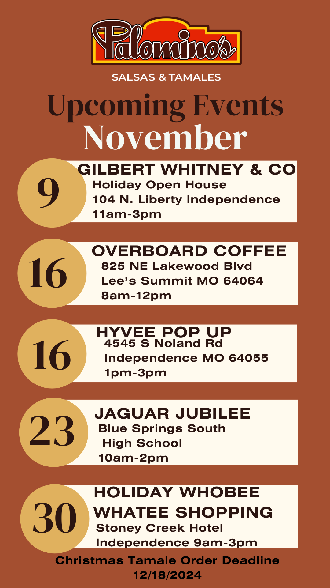 November Tamale Local Pick Up Locations