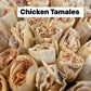 Close-up of Original chicken tamales with 'Chicken Tamales' text overlay.