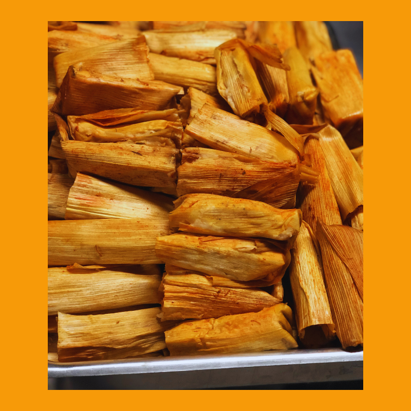 a video showing process of making pork, chicken, rajas, and sweet tamales